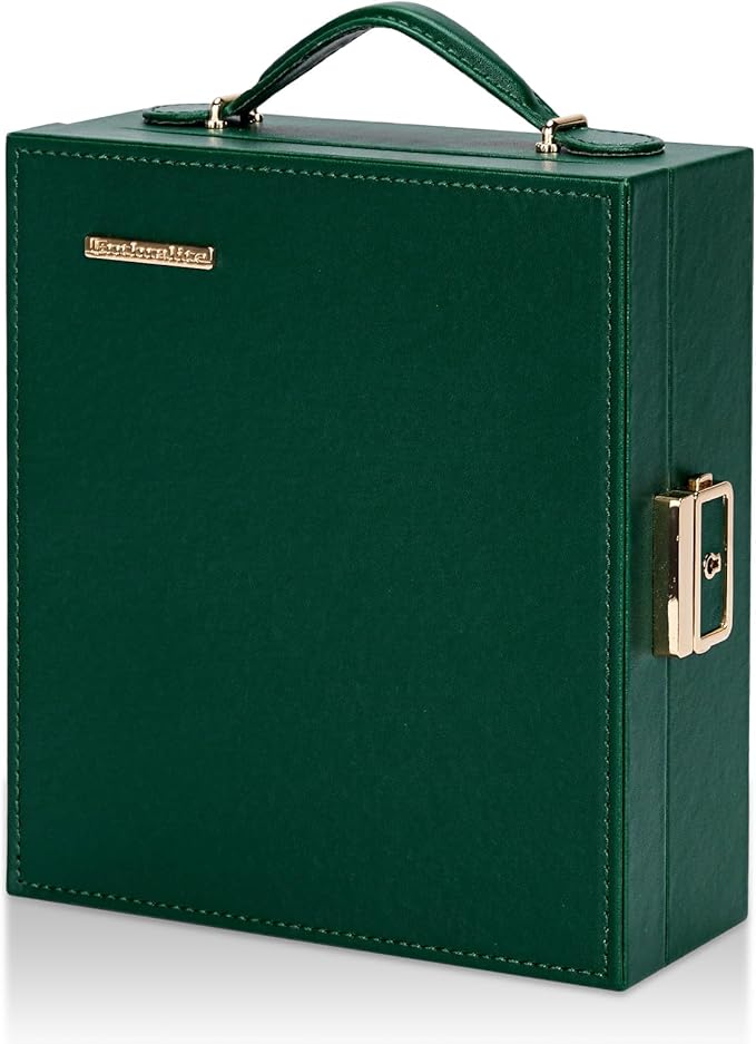 Enthralite Large Travel Jewelry Case: Portable Necklace Box with Mirror - PU Leather & Velvet Lined Jewelry Organizer for Ring Earring Bangle Bracelets Watch - Birthday Gift for Her