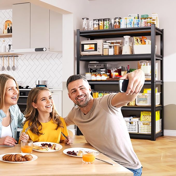 71.2''H Storage Shelves, 2500lbs Garage Shelving,Adjustable Heavy Duty Shelving Unit,5T Tall Garage Shelves，Wood Metal Standing Shelf Units,Utility Rack for Kitchen 71.2''H*31.5''W*13.8''D