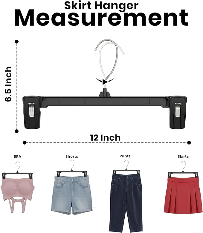 Utopia Home Skirt Hangers - 30 Pack Plastic Hangers with Clips and 360 Swivel Hook for Closet Use and Hanging Bottoms Such as Skirts Pants Jeans