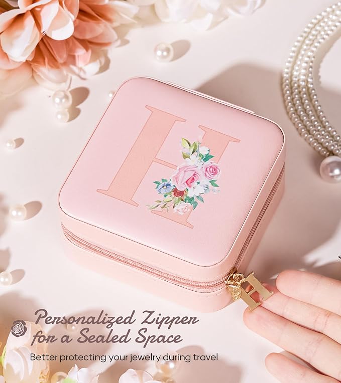 Enthralite Travel Jewelry Box for Girls: Traveling Jewelry Case Gift for Women - Mini Organizer for Necklaces Earrings Pink H