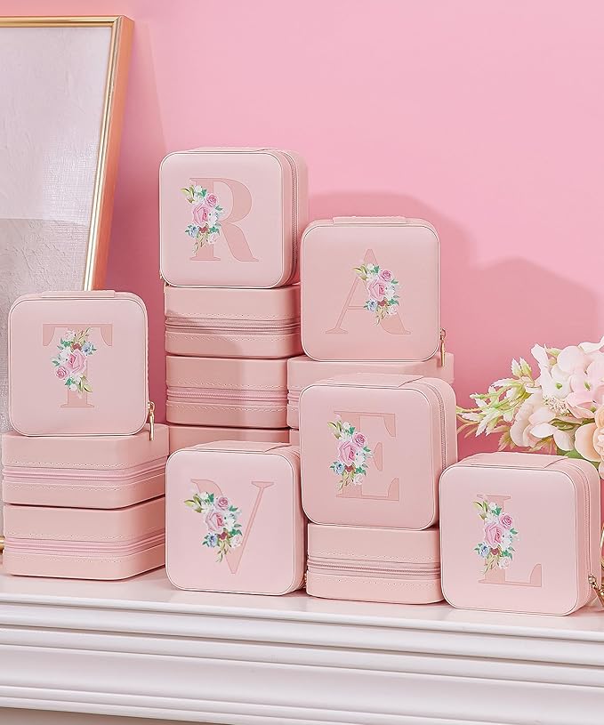 Enthralite Travel Jewelry Box for Girls: Traveling Jewelry Case Gift for Women - Mini Organizer for Necklaces Earrings Pink C