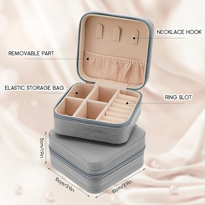 Taiyin Travel Jewelry Case, Bridesmaid Gifts Mini Jewelry Organizer, PU Leather Portable Earring Box for Women Girls