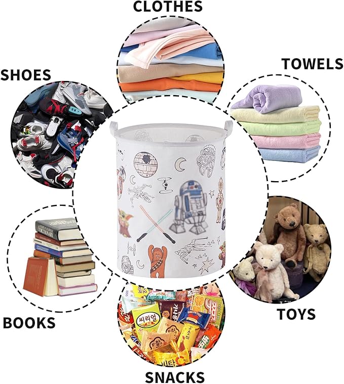 Room Nursery Decor,Baby Laundry Large Hamper Foldable With Waterproof Pe Coating,Dirty Clothes Basket Featuring The Child,Bedroom,Bathroom Set,Toy Bin,Kids Birthday Gifts,White (round)