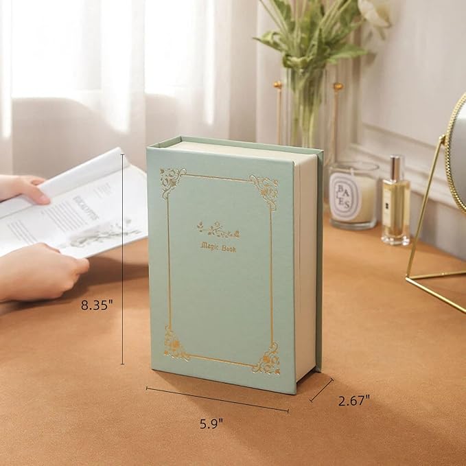 Book Jewelry Organizer Box with Magnetic Closure, PU Leather Double-Sided Jewelry Storage for Rings Necklaces Earring, Travle Jewelry Case Gift for Mom