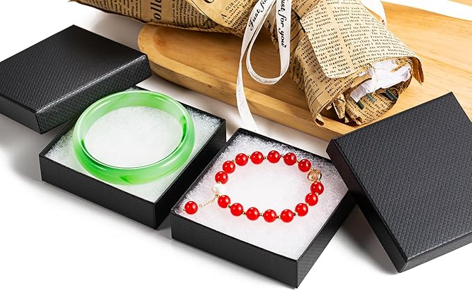 GEFTOL Jewelry Gift Boxes 20 Pack 3.5x3.5x1 Inch Cardboard Jewelry Boxes,Small Gift Boxes for Jewelry Earrings Necklaces Handmade Bangles Bracelets(Black)