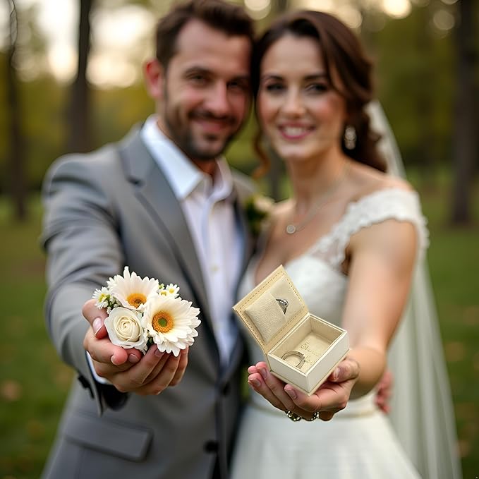 Book Shaped Ring Box - Vintage Engagement Ring Box with Hinged Lid for Proposal Engagement Wedding, Proposal Ring Case -PRB016-Yellow