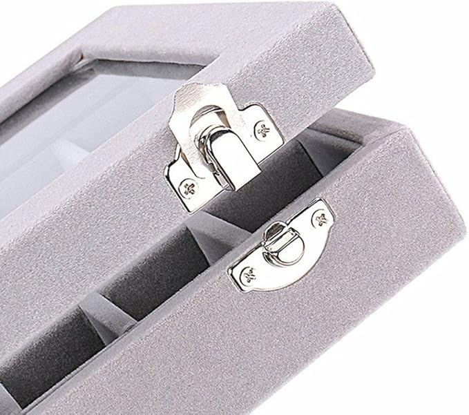 24 Grids Velvet Glass Ring Earrings Jewelry Box Earrings Organiser Storage Holder Display Case