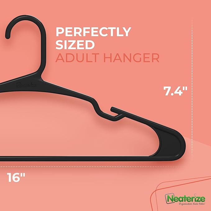 NEATERIZE Clothes Hangers Plastic 20 Pack for Adults - Plastic Hangers, The Perfect Coat Hanger and Space Saving Clothes Hangers for Closet, Percheros Ganchos para Colgar Ropa Hangars - Aqua Hangers