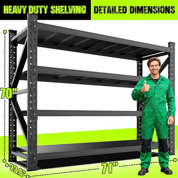 Garage Storage Shelves 5-Tier,Garage Storage System Shelves Adjustable,Storage Shelving for Basement,Pantry,Kitchen,Warehouse (1, 70" H*71" W*23.6" D)