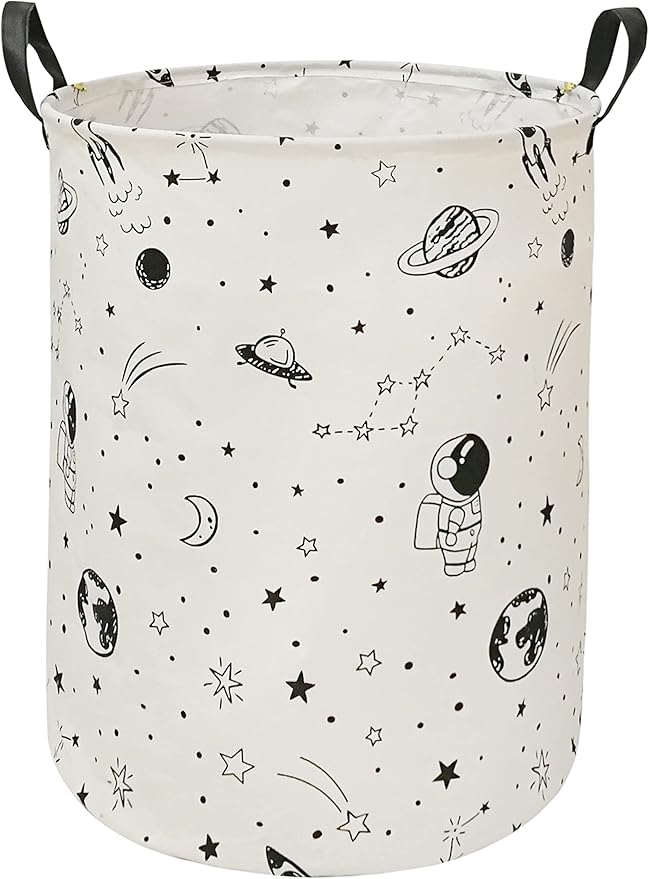 Collapsible Kids Laundry Basket Clothes Hamper, Foldable Storage Organizer Bin, Toy Clothes Storage with Handles for Boys Girls Bedroom, Room Decor Astronaut