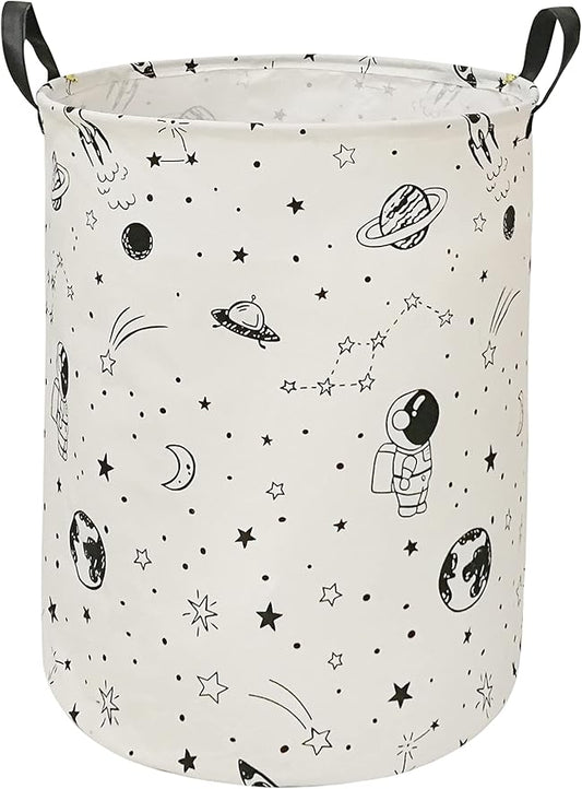 Collapsible Kids Laundry Basket Clothes Hamper, Foldable Storage Organizer Bin, Toy Clothes Storage with Handles for Boys Girls Bedroom, Room Decor Astronaut