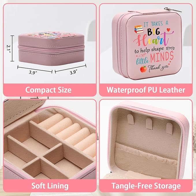 GAOLZIUY Teacher Appreciation Gifts for Women, Teacher Jewelry Box, Birthday Retirement Graduation Thank You Gifts for Teachers, It Takes a Big Heart to Shape Little Minds Jewelry Case