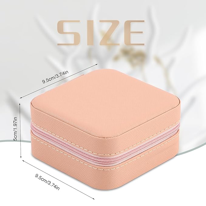 Neveika Jewelry Box with Mirror,Small Jewelry Organizer Box，Travel Jewelry Case for Women，Gift Jewelry Boxes for Female Girls (2pcs mirror pink)