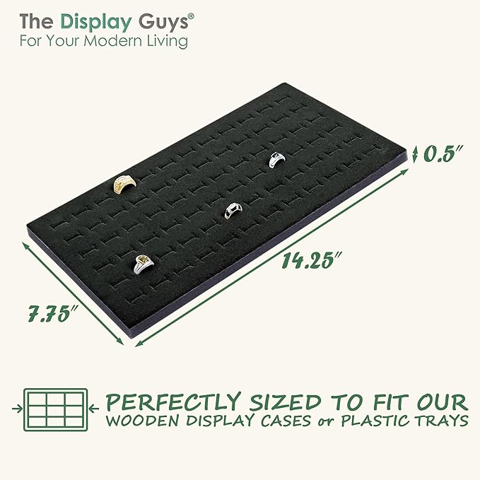 TheDisplayGuys For Your Modern Living 2-Pack 72-Ring Holders Velvet Foam Padding Jewelry Inserts - Tray/Case Liners - Retail Display, Storage (Black) by The Display Guys