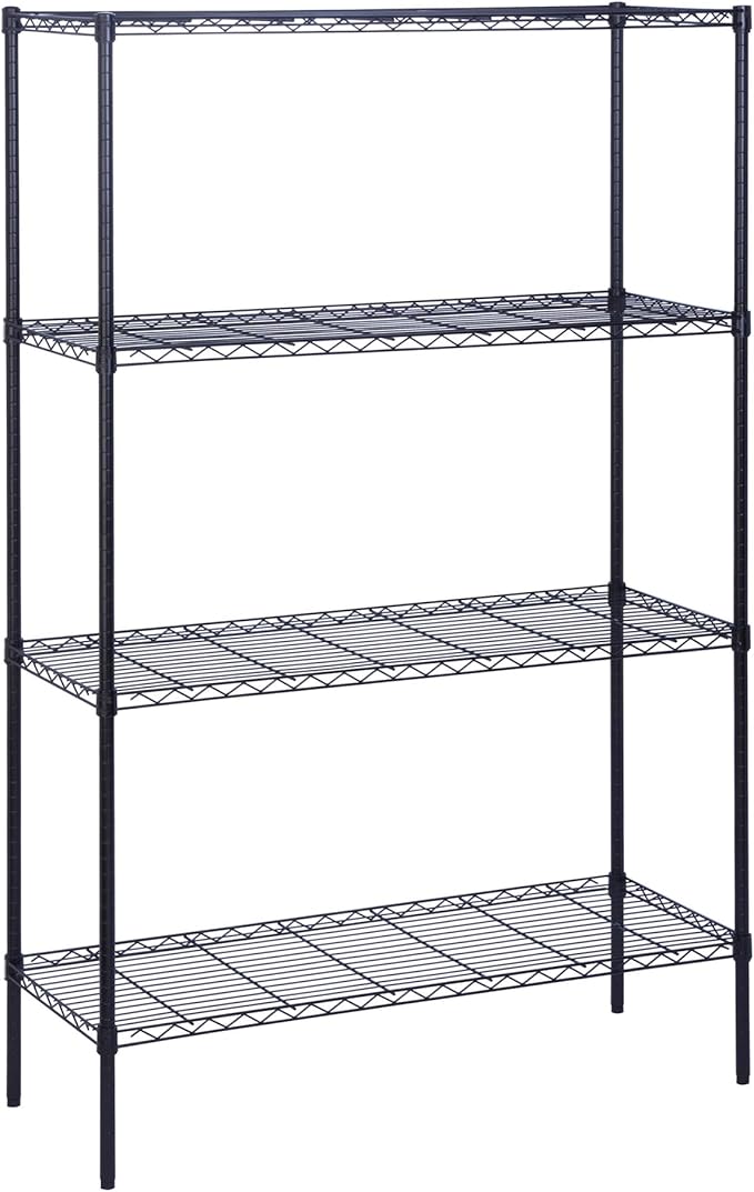 Honey-Can-Do 4-Tier Heavy Duty Extra-Wide Adjustable Shelving Unit, 350-lb Per Shelf Metal Storage Rack, Wire Shelf for Garage Workshop Basement, Black, 48 x 18 x 72 in