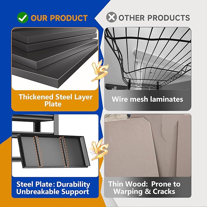 5-Tier Garage Shelving,77''H*40''W*16''D Metal Storage Shelf,2-in-1 Adjustable 3020 lbs Heavy Duty Shelves Unit,Upgraded Reinforced Double-Layer Columns for Garage Basement Kitchen Black