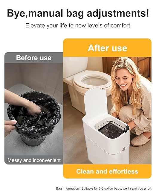 CTIME Touchless Automatic Bathroom Trash Can with Lid - 3 Gallon Slim Motion Sensor Garbage Can for Bedroom, Kitchen, Office - White (6" W x 11" L x 13" H)
