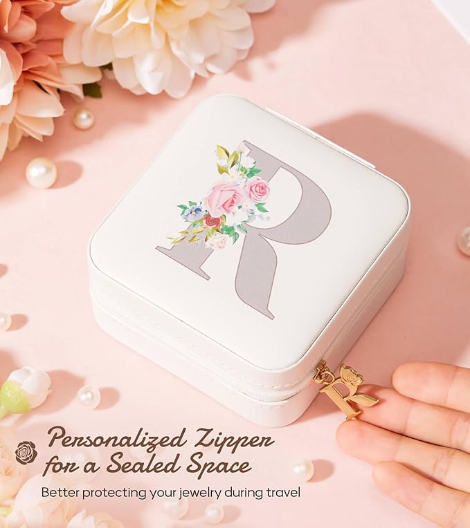 Enthralite Travel Jewelry Box for Girls: Traveling Jewelry Case Gift for Women - Mini Organizer for Necklaces Earrings White R