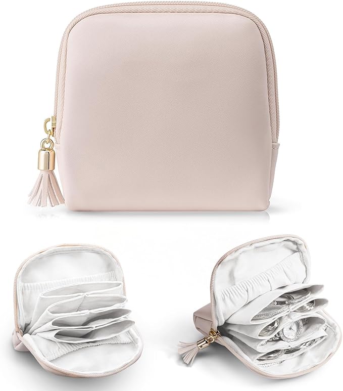 Small Travel Jewelry Organizer,Jewelry Pouch Bags,Velvet Jewelry Storage Bag for Bracelet Rings Earring,Portable Jewelry Travel Case for Traveler (Pink)