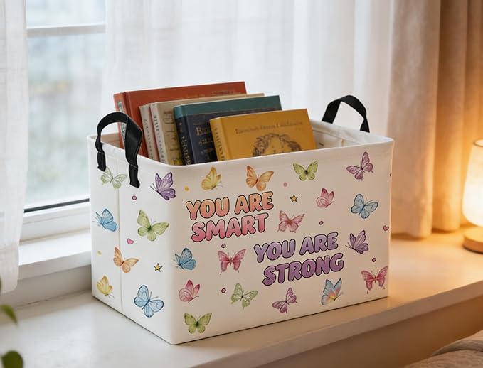 Rectangular Kids Baskets Butterfly Basket Cute Storage Bins Organizer Box Boys Room Decor for Home.(Color butterfly)