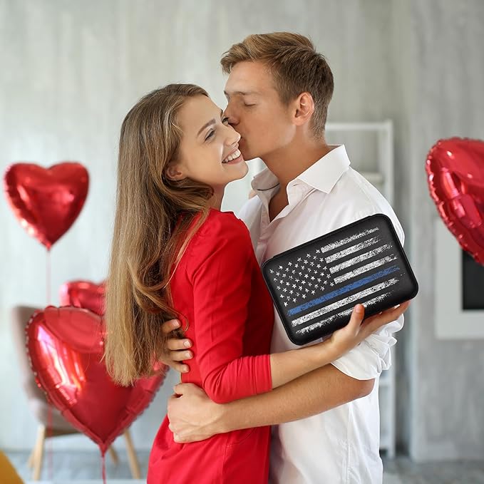 Jewelry Box Vintage American Flag Black Travel Jewelry Organizer for Women Portable Travel Jewellery Holder for Earring Ring Necklaces Birthday Valentines Easter Christmas Gift