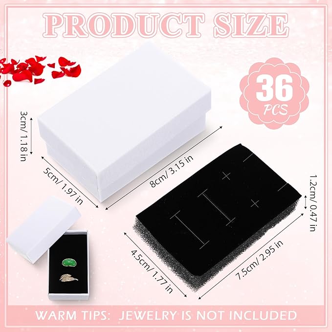 Batiyeer 36 Pcs Cardboard Jewelry Gift Boxes Jewelry Boxes Packaging Small Earring Gift Box with Lids for Necklace Ring Bracelet Party