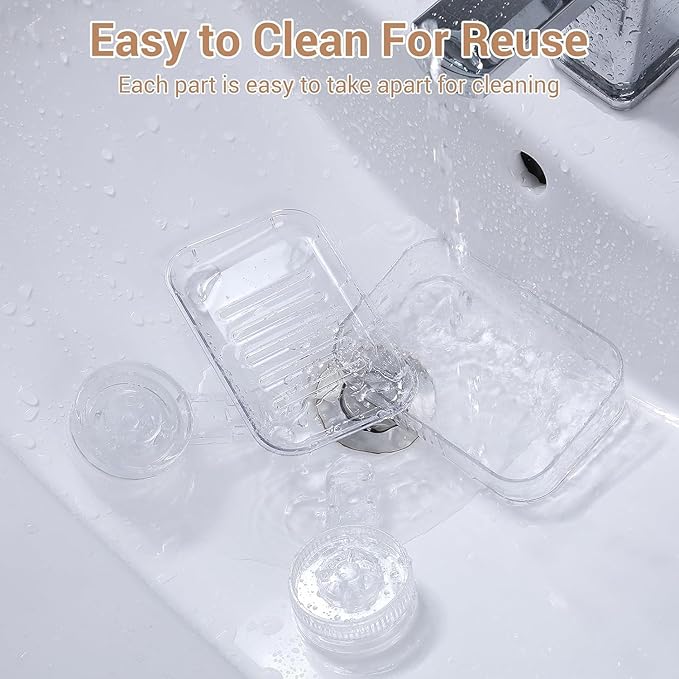 LUXEAR Suction Cup Shower Caddy Clear - Shower Caddy+Soap Dish+Toothbrush Holder - 1 Second Installation NO-Drilling Removable Powerful Waterproof Shower Organizer for inside Shower Bathroom