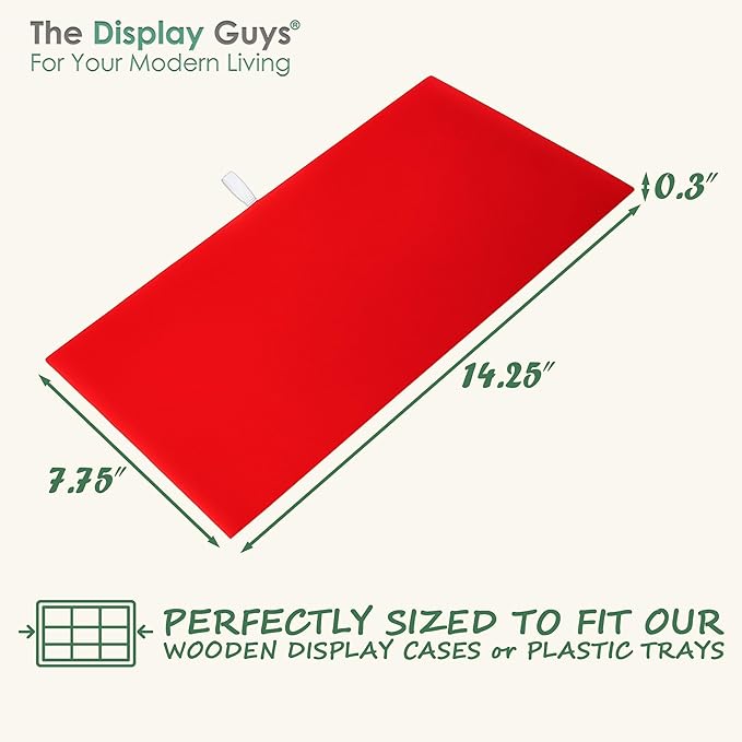 TheDisplayGuys For Your Modern Living 2-Pack Flat Foam Cushion Jewelry Display Pad Inserts - Velvet - Tray/Case Liners - Necklaces, Bracelets, Watches (Red) by The Display Guys