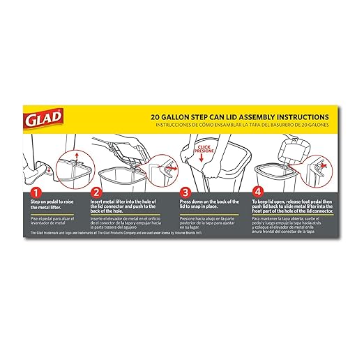 Glad Kitchen Trash Can 20 Gallon | Large Plastic Waste Bin with Odor Protection of Lid | Hands Free with Step On Foot Pedal and Garbage Bag Rings, 20 Gallon, White