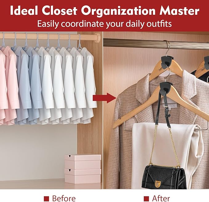 Latoxcaa Space Saving Hanger Hooks 70Pcs, Upgrade Heavy Duty Space Saver Hangers Connector Hooks for Clothes, Premium Hanging Closet Organizer for Dorm, Ganchos para Colgar Ropa, Black