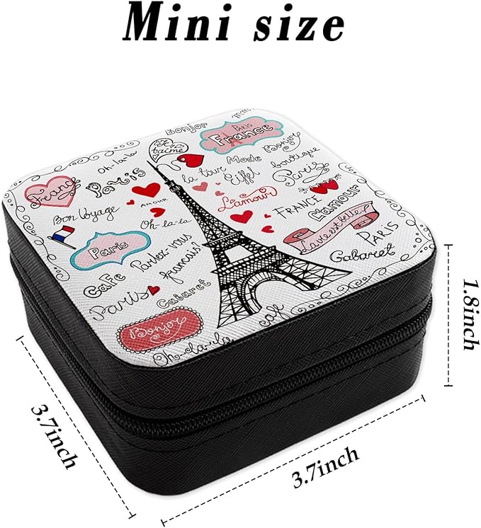 Paris Eiffel Tower Mini Jewelry Box Small Traveling Jewelry Case for Women Girls Jewellery Storage Box Portable Storage Organizer for Earring Ring Necklace Birthday Christmas Wedding Gift