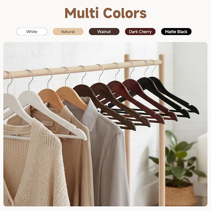 StorageWorks Black Wooden Hangers 20 Pack, Heavy Duty Wood Hangers for Closet, Clothes Hangers for Coats, Shirts, Pants, Suits