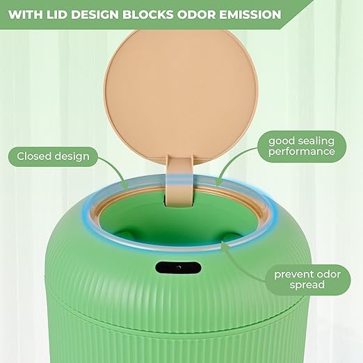 Pukomc Smart Sensor Wastebasket, Convenient and Hygienic Easy to Use, Technology Sensor Waterproof Wastebasket Plastic Trash can for Kitchen, Bathroom, Bedroom, Living Room, Office and Outdoor Green
