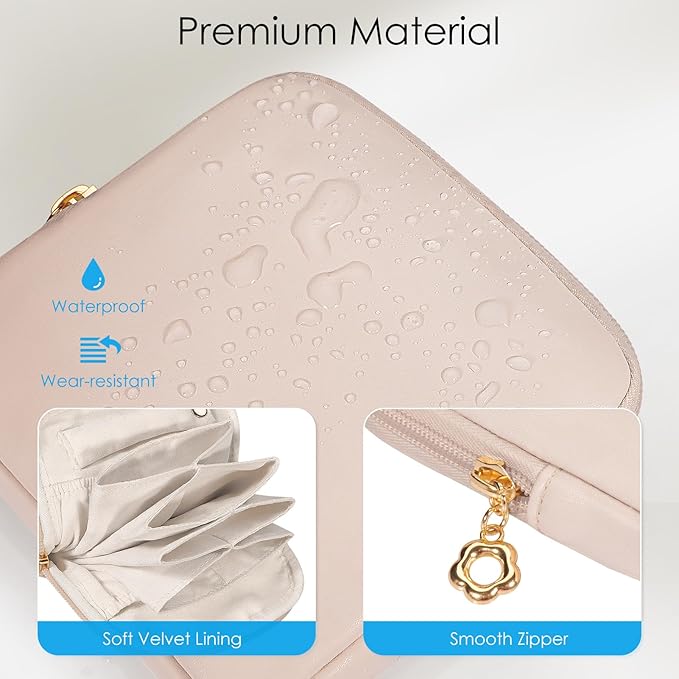 SITHON Small Travel Jewelry Case with Ring Holder, Mini Velvet Jewelry Pouch Bags, Compact Storage Organizer for Bracelet Necklaces Earrings Travel Essentials, Mother’s Day Gifts (Apricot Pink)
