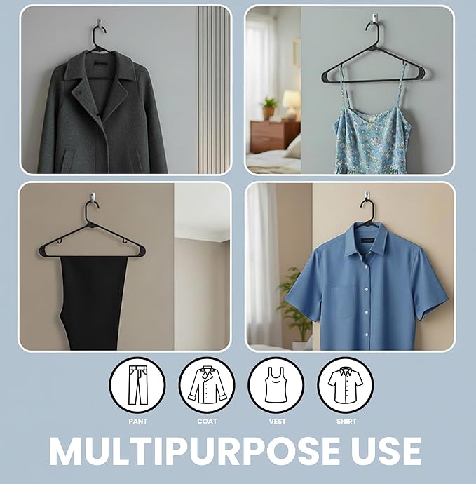 Utopia Home Plastic Hangers 100 Pack - Space Saving Clothes Hanger - Durable & Strong Closet Organizers and Storage with Built-in Strap Hooks - Essential for Shirts, Pants, Skirts & Coats (Black)
