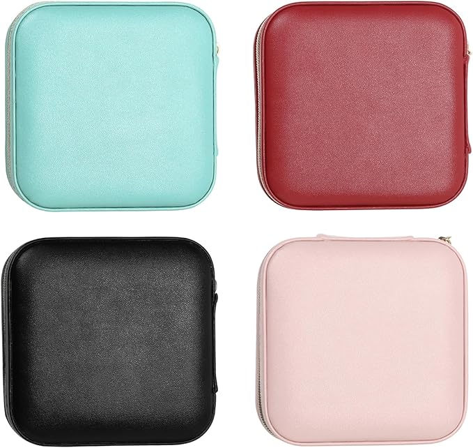 TRODANCE Jewelry Case with Mirror, Small Travel Jewelry Organizer, Portable Jewelry Box Mini Organizer Display Storage Box For Rings Earrings Necklaces (4Color - 4packs)