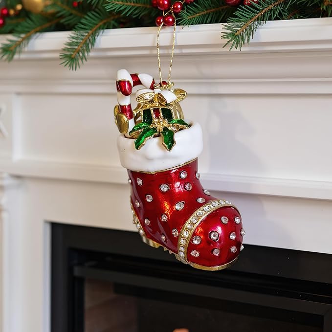 Christmas Jewelry Box with Rhinestone Decoration(Boot)