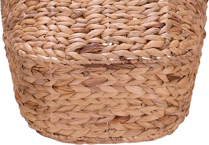 Household Essentials ML-4002 Tall Water Hyacinth Wicker Basket with Handles | Natural, Brown, Natural