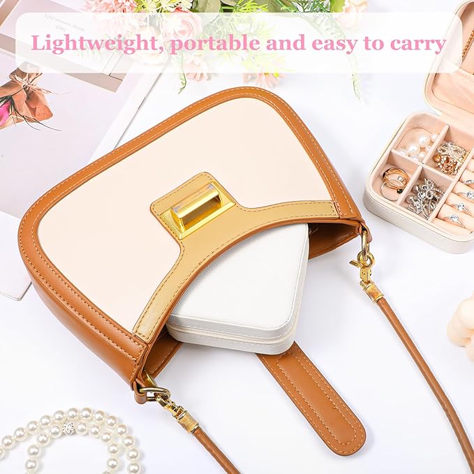 12pcs Mini Travel Jewelry Case,White Bridesmaids Proposal Small Jewelry Box Mini Jewelry Organizer,Small PU Leather Portable Storage Box for Rings,Earrings,Necklaces,Pendants,Bracelets