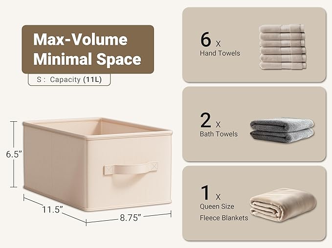 LayerSpace Storage Bins, Fabric Satin Storage Baskets for Shelves, 11.5" L*8.75" W*6.5" H Collapsible Storage Bins with Handles for clothes, Closet Baskets and Bins with Handles, Blush Pink, 3-Pack