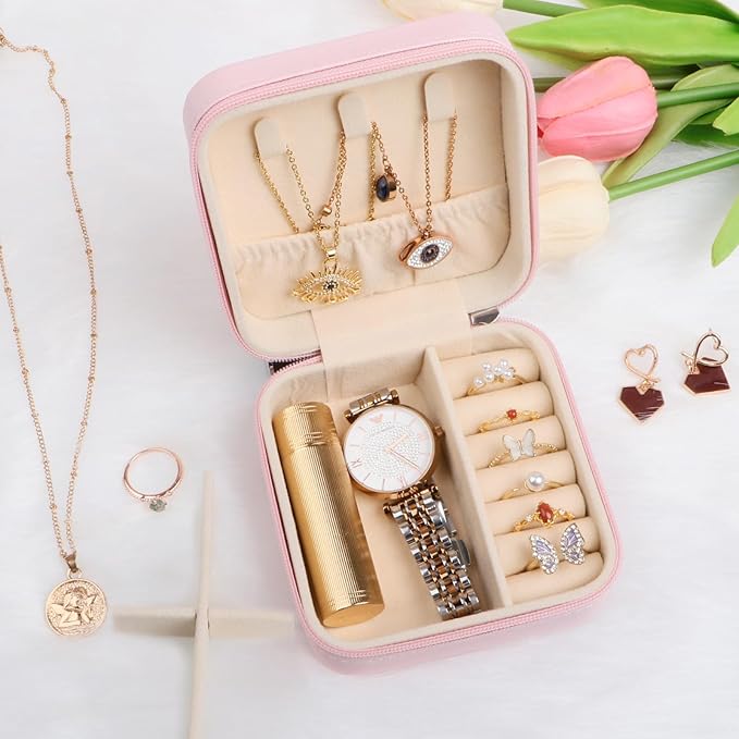 17Dec 3-Pack Small Travel Jewelry Case Organizer,Mini Travel Essentials for Women,Bridesmaid Gifts Birthday Gifts for Women,Small Jewelry Box for Girls 8-12