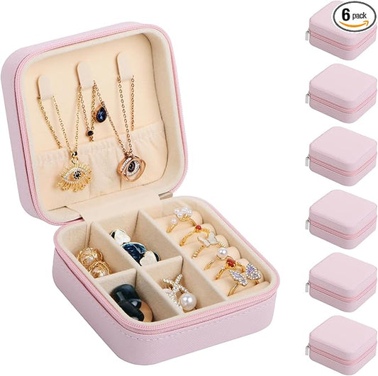 17Dec 6-Pack Small Travel Jewelry Case Organizer,Mini Travel Essentials for Women,Bridesmaid Gifts Birthday Gifts for Women,Small Jewelry Box for Girls 8-12
