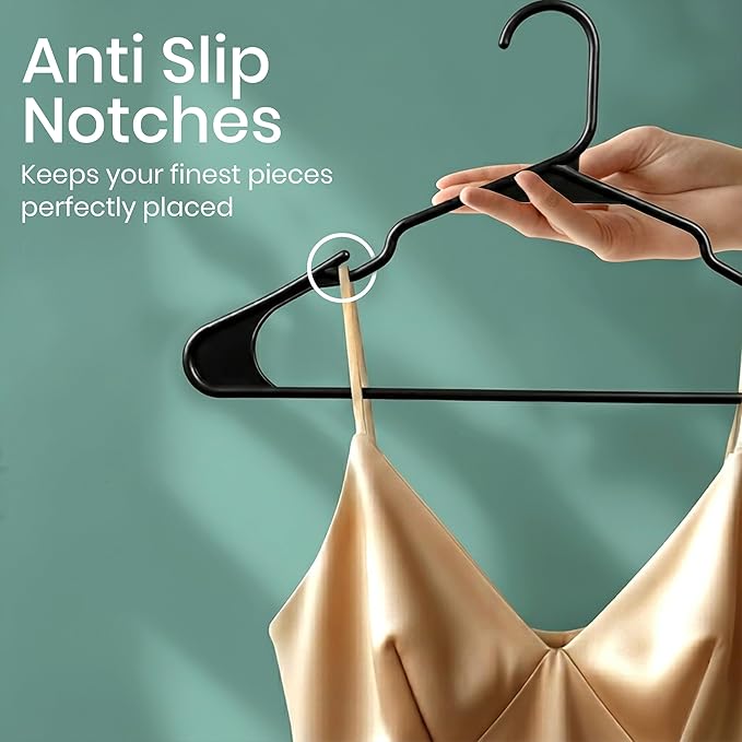 Utopia Home Plastic Hangers 20 Pack - Perfect Space Saving Clothes Hanger - Durable and Strong - Perfect Closet Organizers with Shoulder Grooves (Black)