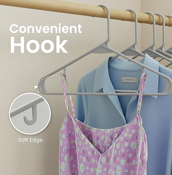 Utopia Home Plastic Hangers 30 Pack - Clothes Hanger with Hooks - Durable & Space Saving (Grey)