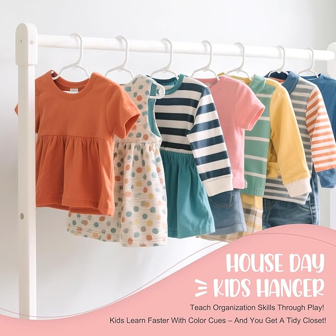 HOUSE DAY Plastic Baby Hangers for Closet 60 Pack, Durable Plastic Kids Hangers for Baby Clothes, Thin & Compact Childrens Hangers, Space Saving White Baby Hanger, Small Hanger for Kids Clothes