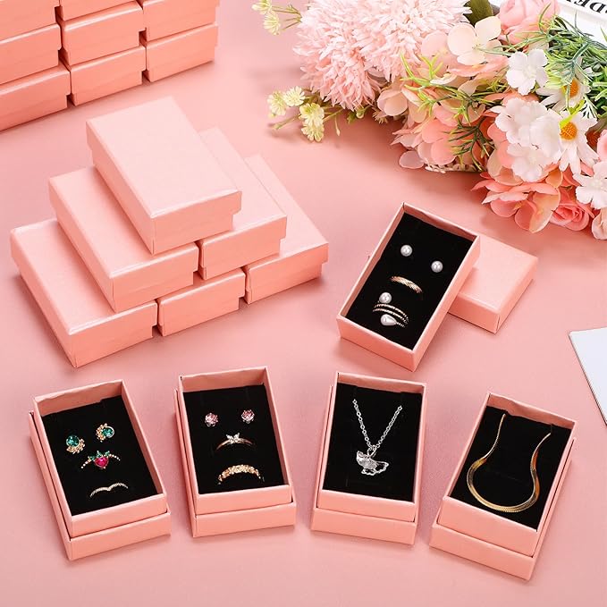 Batiyeer 36 Pcs Cardboard Jewelry Gift Boxes Jewelry Boxes Packaging Small Earring Gift Box with Lids for Necklace Ring Bracelet Party