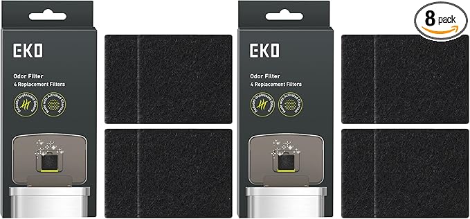 EKO Trash Can Odor Filter Refills for Trash Can and Compost Bin,Activated Charcoal Deodorizer,Strong Charcoal Odor Absorber,Replacements,4 Count (Pack of 2)