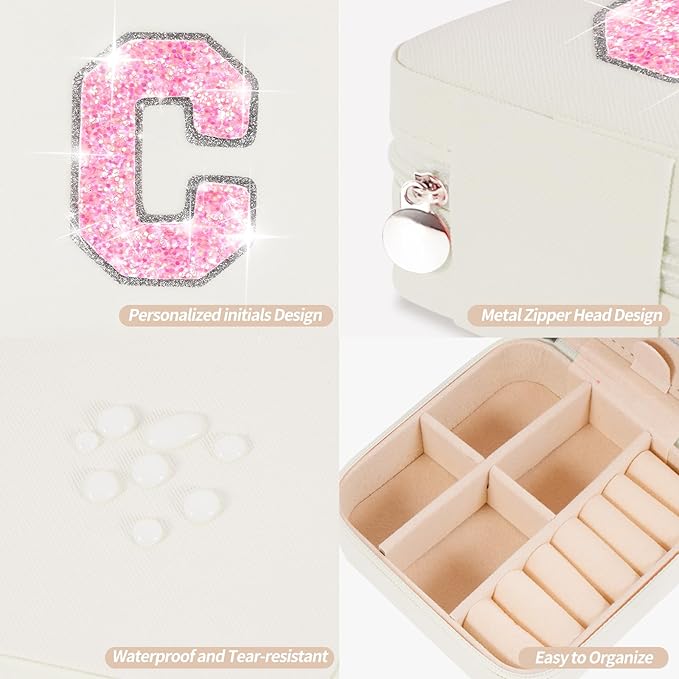 Uygafly Jewelry Case - Fashion Jewelry Box | Customized Mother's Day Gift, Birthday Gift for Mom | Cream,C