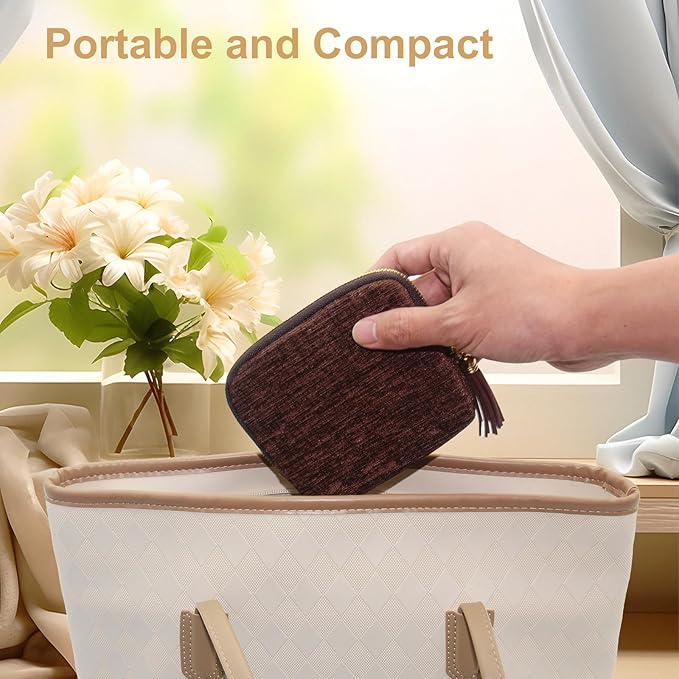 Small Travel Jewelry Case, Mini Jewelry Box, Purse Organizer Pouches for Travel and Everyday Jewelry Organizer Storage (Coffee Brown)
