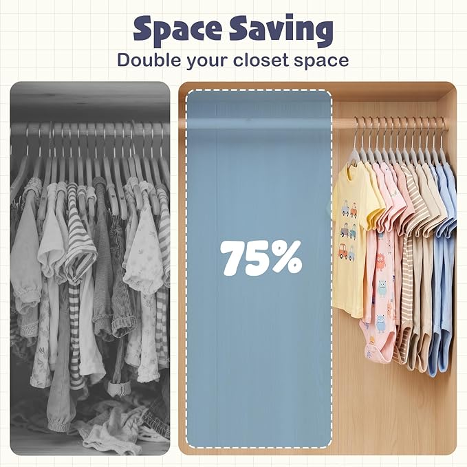 HOUSE DAY 11 Inch Velvet Baby Hangers 50 Pack Grey, Premium Kids Hangers for Children, Infant & Toddler Clothes, Durable Non Slip Small Baby Felt Hanger for Closet, Ideal for Everyday Use